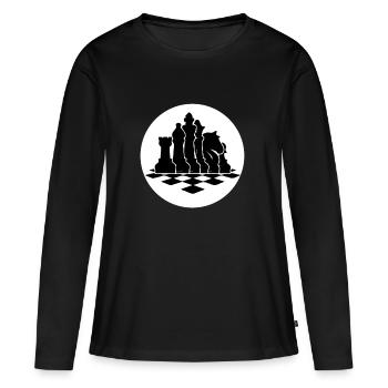 Cadeau tactique de stratégie d'échiquier d'échecs - T-shirt manches longues Premium bio Femme - noir - Devant - Julia (174cm)