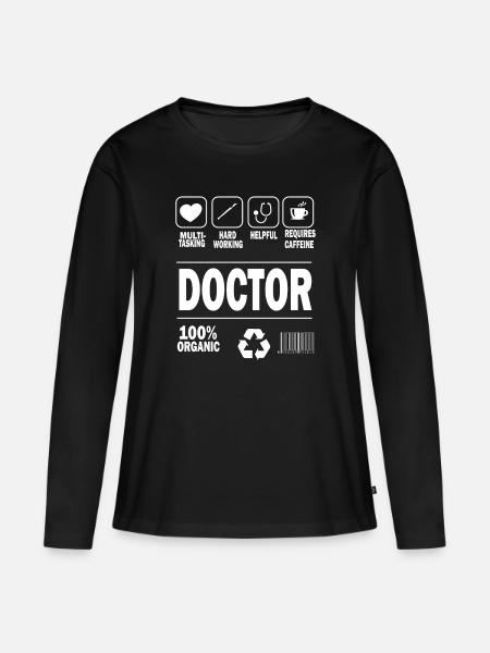Arzt Doktor Medizin Chirurg Mediziner Geschenk - Frauen Premium Bio Langarmshirt - Schwarz