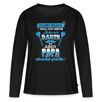 Dart Darts darten Geschenk Shirt · Papa Vater - Frauen Premium Bio Langarmshirt - Schwarz - Vorne - Julia (174cm)