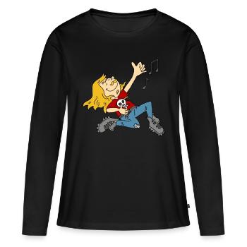 Cadeau en métal Air Guitar Rock'n'Roll Heavey - T-shirt manches longues Premium bio Femme - noir - Devant - Julia (174cm)