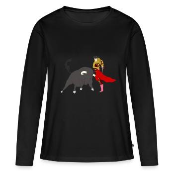 Chemise cadeau torero taurine - T-shirt manches longues Premium bio Femme - noir - Devant - Julia (174cm)