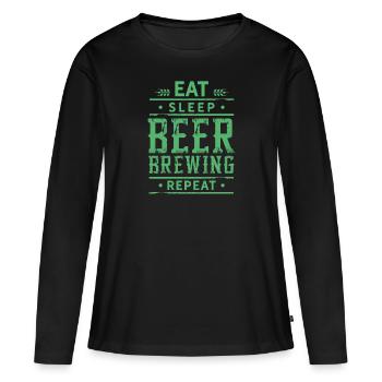 Brasser la bière - T-shirt manches longues Premium bio Femme - noir - Devant - Julia (174cm)