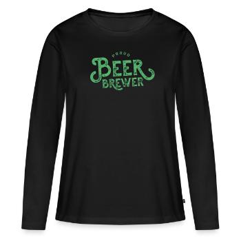 Brasser la bière - T-shirt manches longues Premium bio Femme - noir - Devant - Julia (174cm)