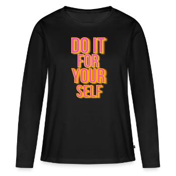 Mots de motivation - T-shirt manches longues Premium bio Femme - noir - Devant - Julia (174cm)