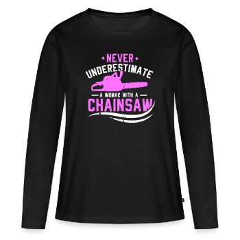 T-shirt tronçonneuse - T-shirt manches longues Premium bio Femme - noir - Devant - Julia (174cm)