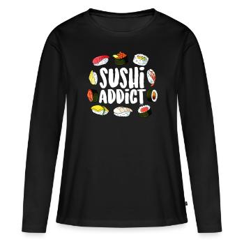 Sushi Addict Sushi amoureux des sushis - T-shirt manches longues Premium bio Femme - noir - Devant - Julia (174cm)