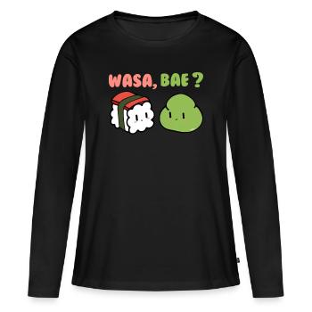 Wasa Bae Sushi Drôle Amoureux de la Cuisine Wasabi - T-shirt manches longues Premium bio Femme - noir - Devant - Julia (174cm)