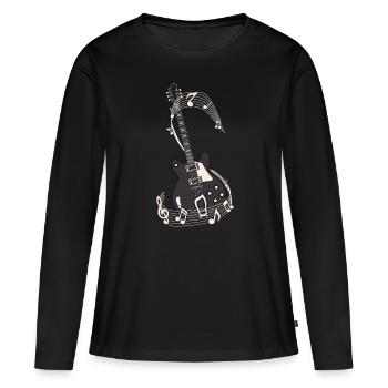 E guitare Notes musicales - T-shirt manches longues Premium bio Femme - noir - Devant - Julia (174cm)