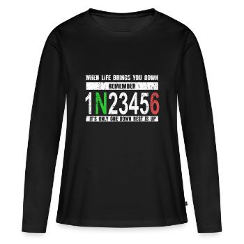 Motocycliste cadeau moteur à deux roues - T-shirt manches longues Premium bio Femme - noir - Devant - Julia (174cm)