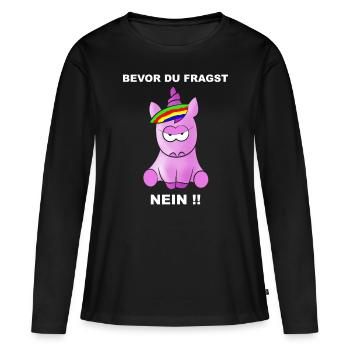 Avant de demander - NON !! - T-shirt manches longues Premium bio Femme - noir - Devant - Julia (174cm)