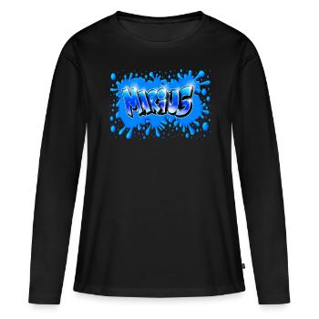 Graffiti Marius Splash - T-shirt manches longues Premium bio Femme - noir - Devant - Julia (174cm)