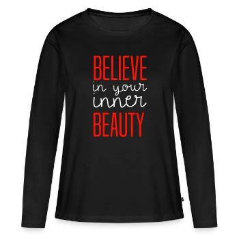 Citation disant - T-shirt manches longues Premium bio Femme - noir - Devant - Julia (174cm)