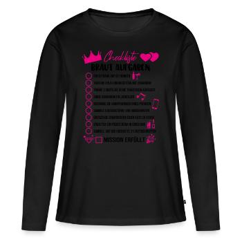 JGA Spiel Mutprobe Junggesellinnenabend Braut Game - Frauen Premium Bio Langarmshirt - Schwarz - Vorne - Julia (174cm)