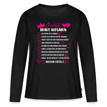 JGA Spiel Mutprobe Junggesellinnenabend Braut Game - Frauen Premium Bio Langarmshirt - Schwarz - Vorne - Julia (174cm)