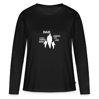 Fête des pères Papa Papa Papa Papa Papa Papa - T-shirt manches longues Premium bio Femme - noir - Devant - Julia (174cm)
