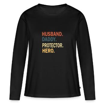 Fête des pères Papa Papa Papa Papa Papa Papa - T-shirt manches longues Premium bio Femme - noir - Devant - Julia (174cm)