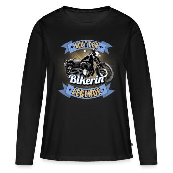 Bikerin Mutter Motorräder - Frauen Premium Bio Langarmshirt - Schwarz - Vorne - Julia (174cm)
