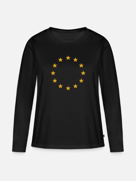 Europa Europasterne - Frauen Premium Bio Langarmshirt - Schwarz
