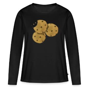 Biscuit biscuit cookie cookie - T-shirt manches longues Premium bio Femme - noir - Devant - Julia (174cm)