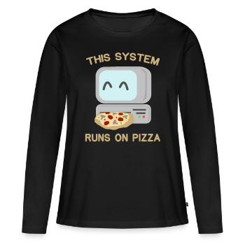 Computer Pizza - T-shirt manches longues Premium bio Femme - noir - Devant - Julia (174cm)