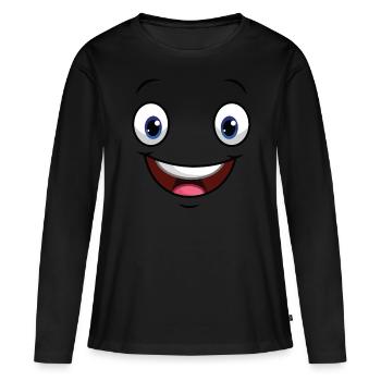 Visage Mimic Drôle Drôle Drôle - T-shirt manches longues Premium bio Femme - noir - Devant - Julia (174cm)