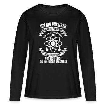 physicist - Women's Premium Organic Long Sleeve Shirt - black - Front - Julia (174cm)