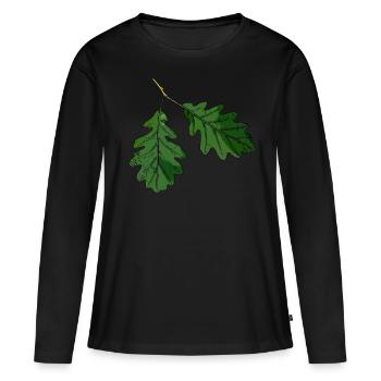 Feuille de chêne feuille de chêne - T-shirt manches longues Premium bio Femme - noir - Devant - Julia (174cm)