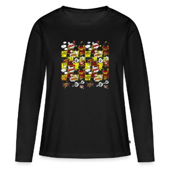 COMIC POW - Frauen Premium Bio Langarmshirt - Schwarz - Vorne - Julia (174cm)