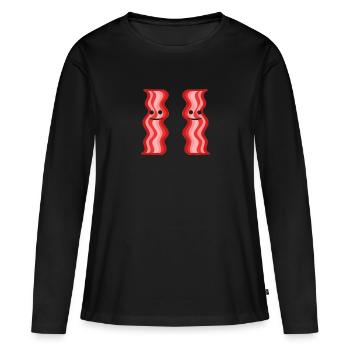 COMIC Bacon - Frauen Premium Bio Langarmshirt - Schwarz - Vorne - Julia (174cm)