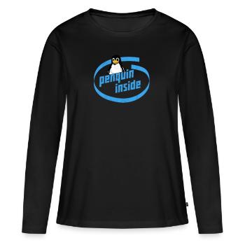 Penguin Inside Informatik énonciation drôle - T-shirt manches longues Premium bio Femme - noir - Devant - Julia (174cm)