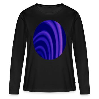 Anneaux fractaux ovales - T-shirt manches longues Premium bio Femme - noir - Devant - Julia (174cm)