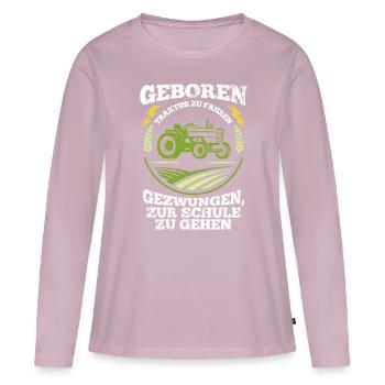 Tracteur véhicule - T-shirt manches longues Premium bio Femme - rose poudré - Devant - Julia (174cm)