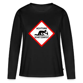 Attention fête de tir drôle de la fête warnschild Fun - T-shirt manches longues Premium bio Femme - noir - Devant - Julia (174cm)