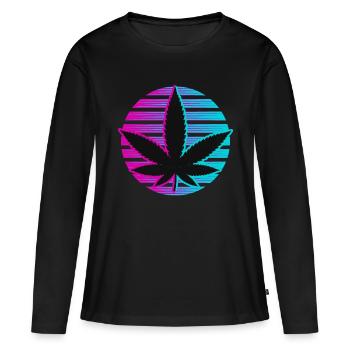 Smoking Weed Weed Stoner Cannabis 420 Neon - Women's Premium Organic Long Sleeve Shirt - black - Front - Julia (174cm)