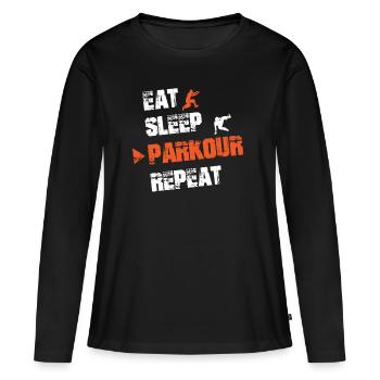 Eat Sleep Parkour Repeat Essen Schlafen Parkour - Frauen Premium Bio Langarmshirt - Schwarz - Vorne - Julia (174cm)