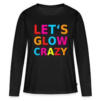 Let‘s Glow Crazy Retro Neon Party Schwarzlicht - Frauen Premium Bio Langarmshirt - Schwarz - Vorne - Julia (174cm)