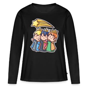 Saint trois rois matin terre cadeau de Noël - T-shirt manches longues Premium bio Femme - noir - Devant - Julia (174cm)