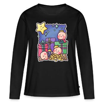 Saint trois rois matin terre cadeau de Noël - T-shirt manches longues Premium bio Femme - noir - Devant - Julia (174cm)