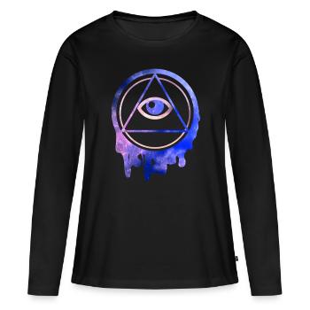 All Seeing Eye Illuminati stars - Women's Premium Organic Long Sleeve Shirt - black - Front - Julia (174cm)