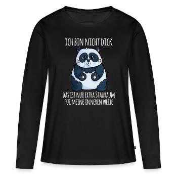 Panda Dick Innere Werte Übergewicht Geschenk - Frauen Premium Bio Langarmshirt - Schwarz - Vorne - Julia (174cm)