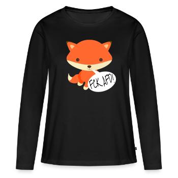 witziges FCK AFD Shirt Damen Fuchs gegen Rassismus - Frauen Premium Bio Langarmshirt - Schwarz - Vorne - Julia (174cm)