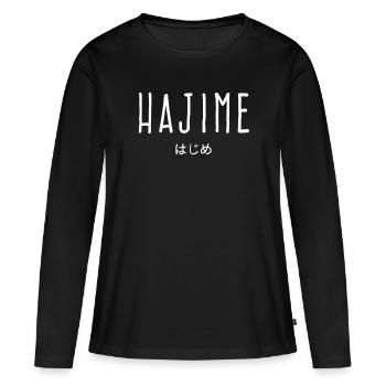Hajime Judo Fan Spruch T Shirt Geschenkidee Judoka - Frauen Premium Bio Langarmshirt - Schwarz - Vorne - Julia (174cm)