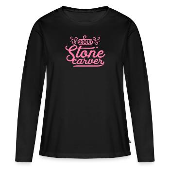 Tailleur de pierre tailleur de pierre pierre tailleur de pierre maman - T-shirt manches longues Premium bio Femme - noir - Devant - Julia (174cm)