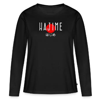 Hajime Japon drapeau icône cadeau judo cool - T-shirt manches longues Premium bio Femme - noir - Devant - Julia (174cm)
