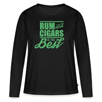 Rum trinken - Frauen Premium Bio Langarmshirt - Schwarz - Vorne - Julia (174cm)