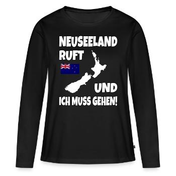 Neuseeland Ruft Und Ich Muss Gehen Backpacker - Frauen Premium Bio Langarmshirt - Schwarz - Vorne - Julia (174cm)