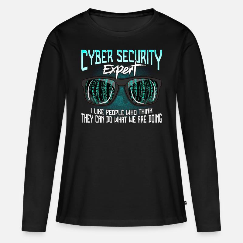 Cyber Security Hacker Hacken IT Sicherheit Lustig - Frauen Premium Bio Langarmshirt - Schwarz
