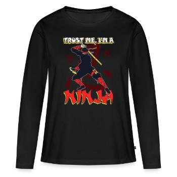 Ninja disant Katana Ninjutsu - T-shirt manches longues Premium bio Femme - noir - Devant - Julia (174cm)