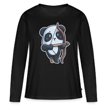 Prothèse d'invalidité Panda Archery - T-shirt manches longues Premium bio Femme - noir - Devant - Julia (174cm)