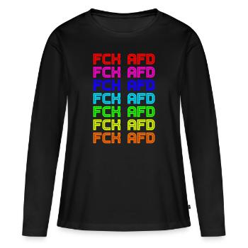 FCK AFD Contre le racisme fascisme - T-shirt manches longues Premium bio Femme - noir - Devant - Julia (174cm)